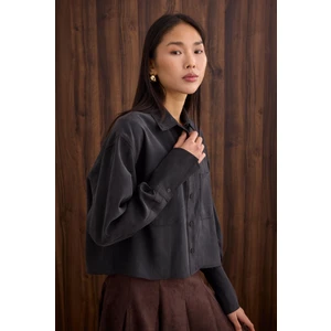 Çift Cepli Kısa Gömlek Siyah