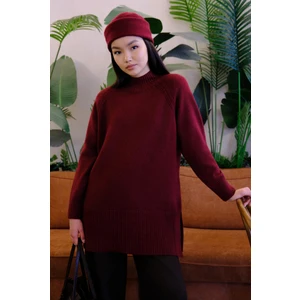 Balıkçı Yaka Basic Kazak Bordo