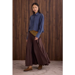 Çift Cepli Kısa Gömlek Kot Mavi