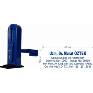 80 Cep Tipi İsim Makam Ve Ünvan Kaşesi Baskı Rengi Mavi