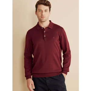 Brooks Brothers Polo Yaka Standart Bordo Erkek Kazak BBFW25MKL003