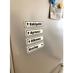 Kızılay Tabelası Mıknatıslı Magnet Seti (4'lü Eskişehir, Ayrancı, Dikmen ve Kızılay)