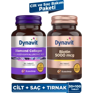 Collagen&Hyaluronic Acid Complex 30 Tablet - Saç&Cilt&Tırnak + Biotin 5000 mcg 1000 Tablet – Işıltı Paketi