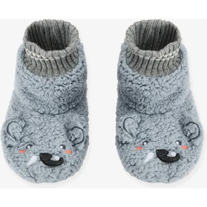 Gri Sevimli Fil Nakışlı Ev Patiği