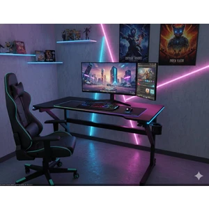 X My Table x  My Table Led'li 130 x 65 x 76 Rgb'li Kumandalı Oyuncu Masası Oyuncu Masası