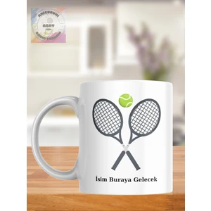 Asay Baskı Tenis Temalı Kişiye Özel Kupa Bardak