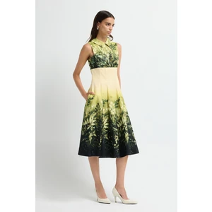 Pileli Midi Elbise Yeşil 12444770001