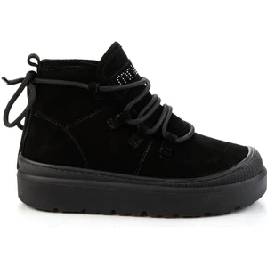 Siyah Hakiki Deri Kadın Bot & Bootie K02748100902