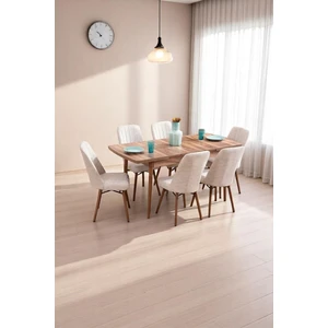 Kaktüs Avm Mutfak Masası Takımı | 6 Kişilik Açılır Masa Sandalye Takımı | Yemek Masası | Masa Takımı - Krem