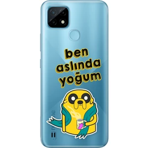 Realme C21 Uyumlu Kılıf Desenli Baskılı Silikon Ben Aslında Yoğum