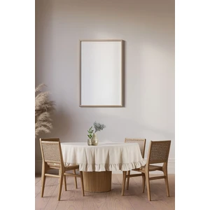 Buldan Pamuklu Keten Yuvarlak Fırfırlı Masa Örtüsü