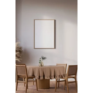 Buldan Pamuklu Keten Yuvarlak Fırfırlı Masa Örtüsü