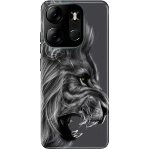 Tecno Spark Go 2023 Kılıf Kamera Korumalı Silikon Desenli Resimli Uv Kapak Kara Aslan