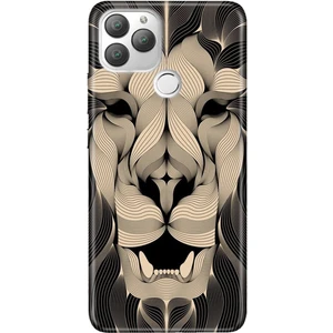 General Mobile Gm 22 Plus Kılıf 0.4mm Lazer Kesim Silikon Stok-Altın Aslan Mandala