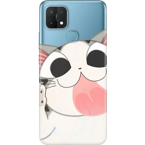 Oppo A15S Uyumlu Kılıf Silikon Desenli Resimli Kapak Fat Cat