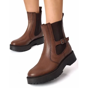 Taba Hakiki Deri Lastikli Chelsea Kadın Bot