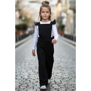 Parla Kids Kız Çocuk Berlin Siyah Pamuklu Fırfırlı Bağlama Detaylı Tulum