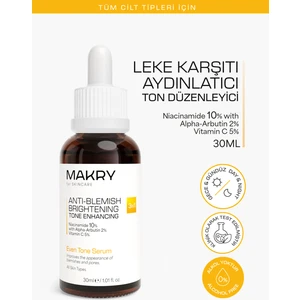 Leke Karşıtı, Cilt Işıltısını Artıran ve Ton Dengeleyici Cilt Bakım Serumu 30 ml (Arbutin, Vitamin C)