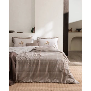 Madame Coco Sabastien Tek Kişilik %100 Pamuk Lastikli Ranforce Baskılı Nevresim Takımı - Bej