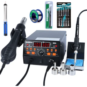 902D+ Isı Ayarlı ,dijital Ekranlı, Sıcak Hava Üflemeli, Lehim Havya Istasyonu 3 Kanal Hafızalı Lehim Istasyonu Seti ,10 Lu Havya Ucu , Lehim Pompası,cımbız,lehim Teli