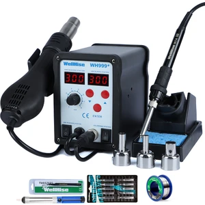 Wh 999+Dijital Ekran Sıcak Hava Üflemeli Isı Ayarlı Havya Lehim Istasyonu Seti ,10 Lu Havya Ucu , Lehim Pompası,cımbız,lehim Teli