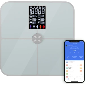 Xenon Smart Dijital Nabız Ölçerli Akıllı Tartı Yağ Kemik Kas Kütlesi Ölçen Vücut Veri Analiz Ölçümlü Akıllı Baskül X8702