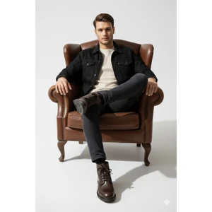 Erkek Hakiki Deri Klasik Tarz Fermuarlı Içi Kürklü Bot AL25/KB529