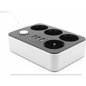 Ebuu Concept 4’lü Akıllı Priz ve 3 USB Girişli Çoklu Priz – Anahtarlı Masa Üstü Uzatma Kablosu, Güvenli Enerji Dağıtıcı
