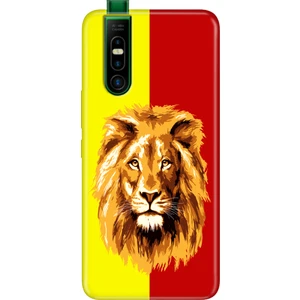 Infinix S5 Pro Kılıf Telefon Kılıfı S5-Pro Baskılı Sarı Kırmızı Parçalı Aslan