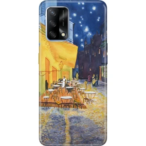 Oppo A74 4g Uyumlu Kılıf Silikon Desenli Resimli Kapak Night Cafe