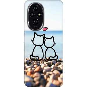 Huawei Honor 200-PRO Kılıf Tam Uyumlu Silikon Baskılı Tpu Kedilerin Aşkı