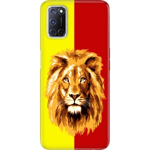 Oppo A52 A72 A92 Uyumlu Kılıf Silikon Desenli Resimli Kapak Sarı Kırmızı Parçalı Aslan