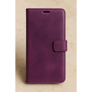 Samsung Galaxy A36 5g Kılıf Gerçek Hakiki Deri Kapaklı Kartlıklı Standlı Renk Mor