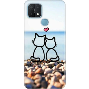 Oppo A15S Uyumlu Kılıf Silikon Desenli Resimli Kapak Kedilerin Aşkı