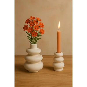 MİNİK ATÖLYE Doğal Formlar Vazo & Şamdan Seti