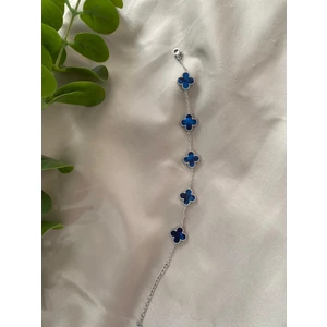 Stainles Steel Yonca Model Lacivert Renk Bileklik