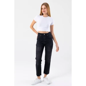 Kadın Normal Bel Mom Fit Jean Siyah - 2602 