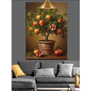 Karizma Tablo Nar Meyveli Saksı Dekoratif Kanvas - Mdf Ahşap Tablo