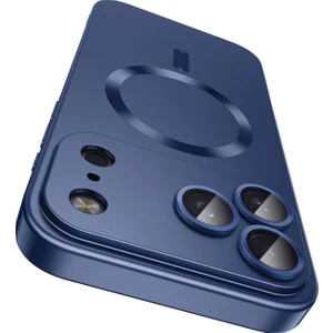 iPhone 17 Pro Için Manyetik Kılıf, Kamera Lens Korumalı Mat Silikon Telefon Kılıfı, Magsafe ile Uyumlu, Mavi (Yurt Dışından)