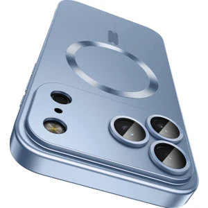 iPhone 17 Pro Için Manyetik Kılıf, Kamera Lens Korumalı Mat Silikon Telefon Kılıfı, Magsafe ile Uyumlu, Açık Mavi (Yurt Dışından)