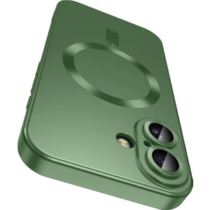 iPhone 17 Için Manyetik Kılıf, Kamera Lensi Korumalı Mat Silikon Telefon Kılıfı, Magsafe ile Uyumlu, Yeşil (Yurt Dışından)