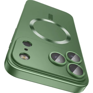 iPhone 17 Pro Max Için Manyetik Kılıf, Kamera Lens Korumalı Mat Silikon Telefon Kılıfı, Magsafe ile Uyumlu, Yeşil (Yurt Dışından)