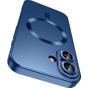 iPhone 17 Için Manyetik Kılıf, Kamera Lens Korumalı Mat Silikon Telefon Kılıfı, Magsafe ile Uyumlu, Mavi (Yurt Dışından)