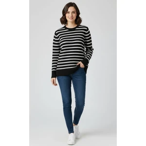 Triko Çizgili Kazak Kadın