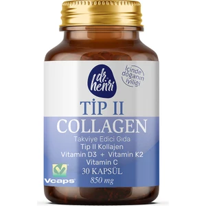 Dr. Henri Tip 2 Kollajen, C Vitamini, D3 & K2 İçeren Takviye Edici Gıda 30 Kapsül
