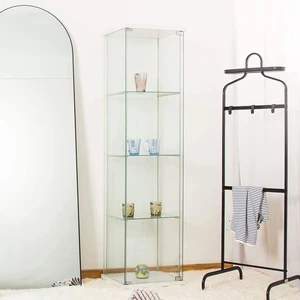 Artinoks Home 3 RAFLI SADE CAMLI VİTRİN  BEYAZ (gümüşlük,kitaplık, sunu,sergi vitrini)