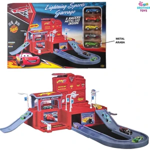 Brother Toys Oyuncak Büyük Boy Şimşek Mcqueen Otopark Garaj Seti 5 Adet Metal Araba Hediyeli 50 Cm.