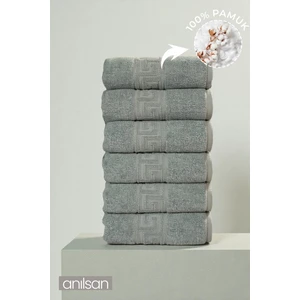 6'lı Mint Yeşili Greek El Havlusu - 50x90 Cm, 225 Gr, %100 Pamuk, Spa Ve Otel Havlusu, Günlük Kullanıma Uygun