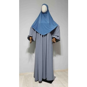 Ahrar Tesettür Kısa Boy Sandy Sufle Khimar Hazır Hijab Eşarp Indigo