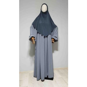 Ahrar Tesettür Kısa Boy Sandy Sufle Khimar Hazır Hijab Eşarp Füme